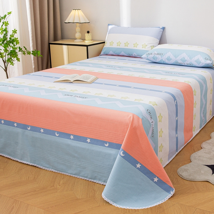 91家纺网 家纺一手货源 找家纺 棉乐町 2025新款五幅段床单 星辰大海