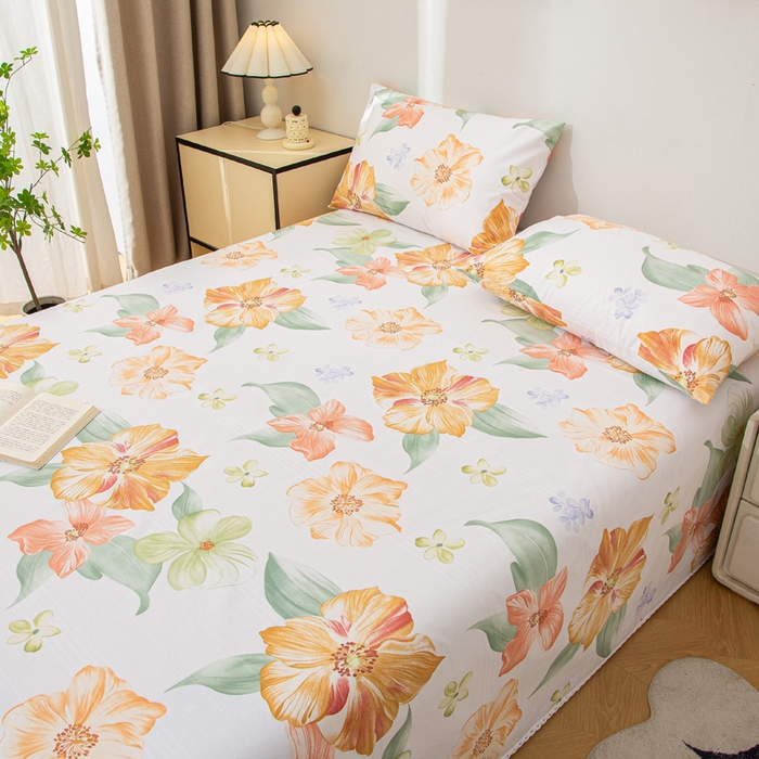 91家纺网 家纺一手货源 找家纺 棉乐町 2025新款五幅段床单 花郁悠然