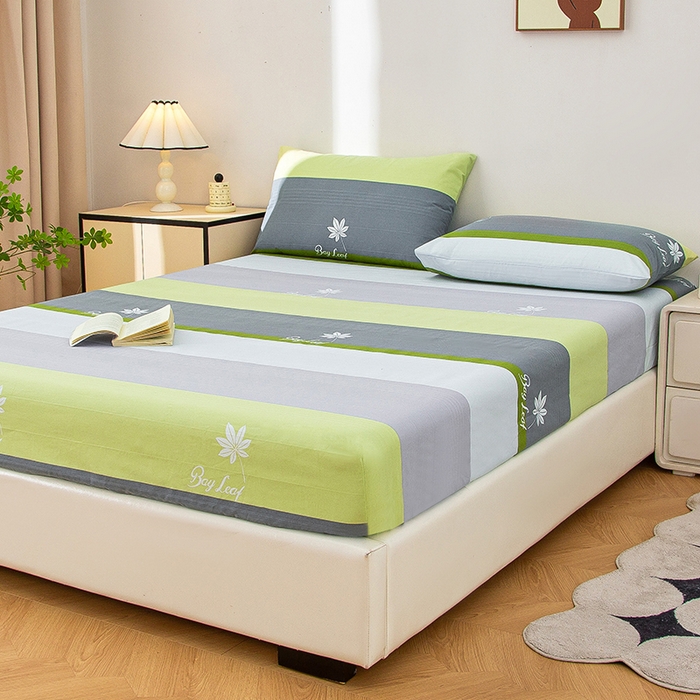 91家纺网 家纺一手货源 找家纺 首爱 2025新款五幅段床笠 枫叶绿条