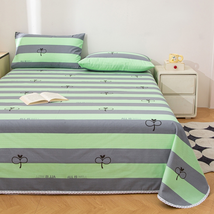 91家纺网 家纺一手货源 找家纺 首爱 2025新款五幅段床单 海军绿