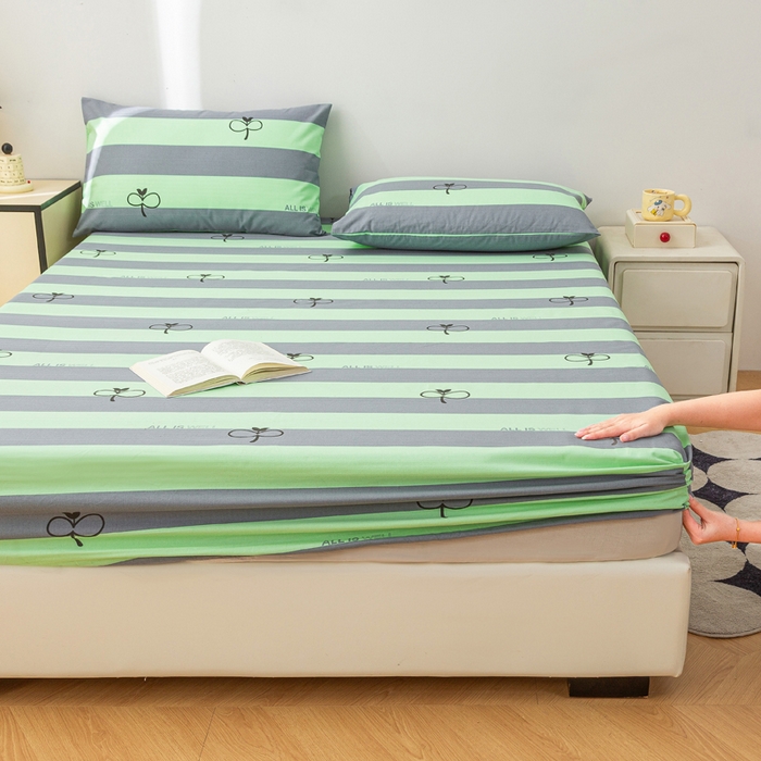 91家纺网 家纺一手货源 找家纺 金泰莱 2025新款五幅段床笠 海军绿