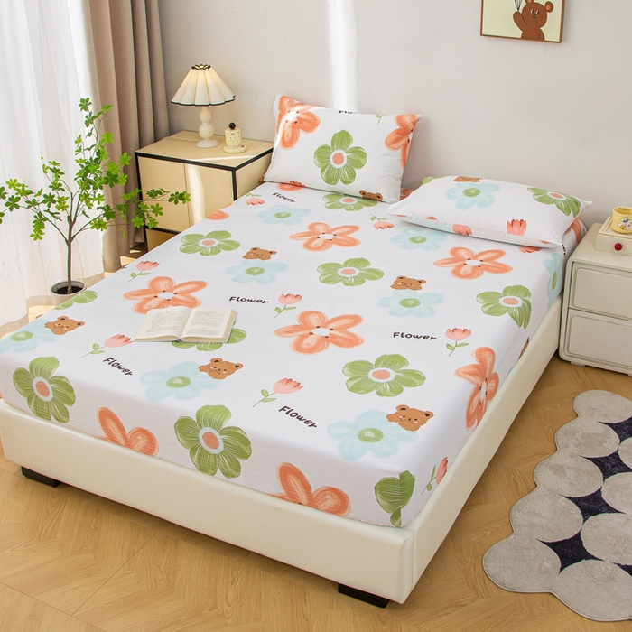 91家纺网 家纺一手货源 找家纺 金泰莱 2025新款五幅段床笠 花朵熊