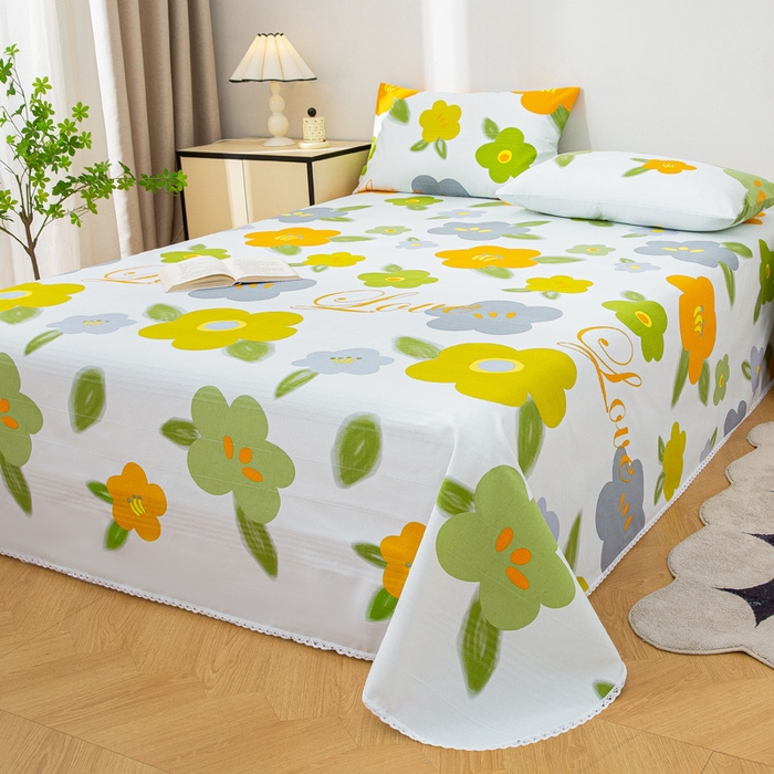 91家纺网 家纺一手货源 找家纺 首爱 2025新款五幅段床单 春意盎然