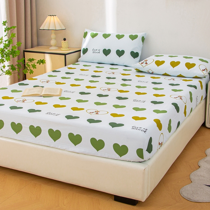 91家纺网 家纺一手货源 找家纺 首爱 2025新款五幅段床笠 心心熊