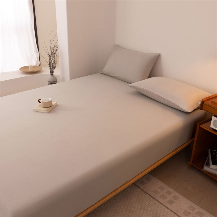 91家纺网 家纺一手货源 找家纺 优迈 2025新款水洗棉亲肤磨毛纯色单品系列单床笠单枕套三件套 卡其