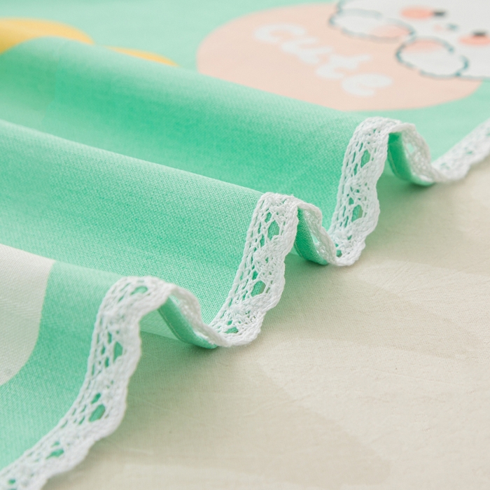 91家纺网 家纺一手货源 找家纺 首爱 2025新款五幅段床单 兔兔心情