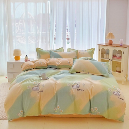 梦卓家纺 2025新款小清新植物羊绒印花单被套 彩色琉璃