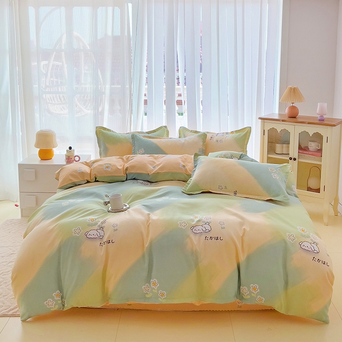 91家纺网 家纺一手货源 找家纺 梦卓家纺 2025新款小清新植物羊绒印花单被套 彩色琉璃