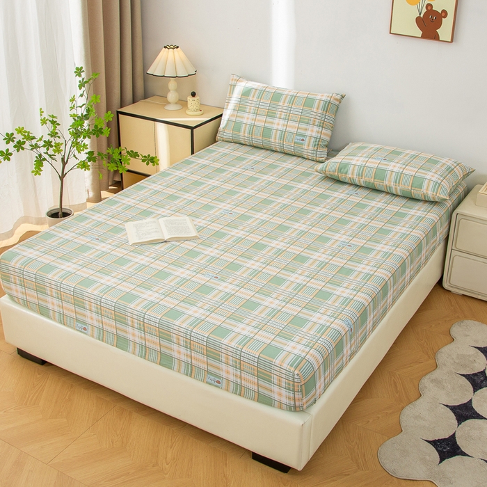 91家纺网 家纺一手货源 找家纺 棉乐町 2025新款五幅段床笠千鸟格