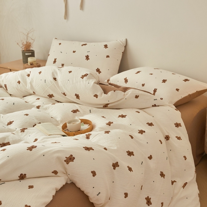 91家纺网 家纺一手货源 找家纺 （总）618家纺 2025新款A类母婴级全棉三层纱皱皱纱纯棉四件套