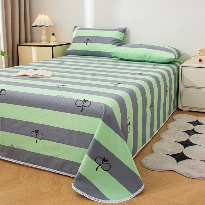 91家纺网 家纺一手货源 找家纺 首爱 2025新款五幅段床单 海军绿