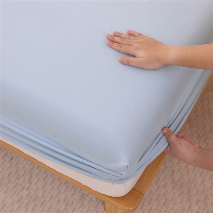 91家纺网 家纺一手货源 找家纺 优迈 2025新款水洗棉亲肤磨毛纯色单品系列单床笠单枕套三件套 浅蓝