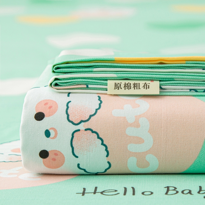 91家纺网 家纺一手货源 找家纺 棉乐町 2025新款五幅段床单 兔兔心情