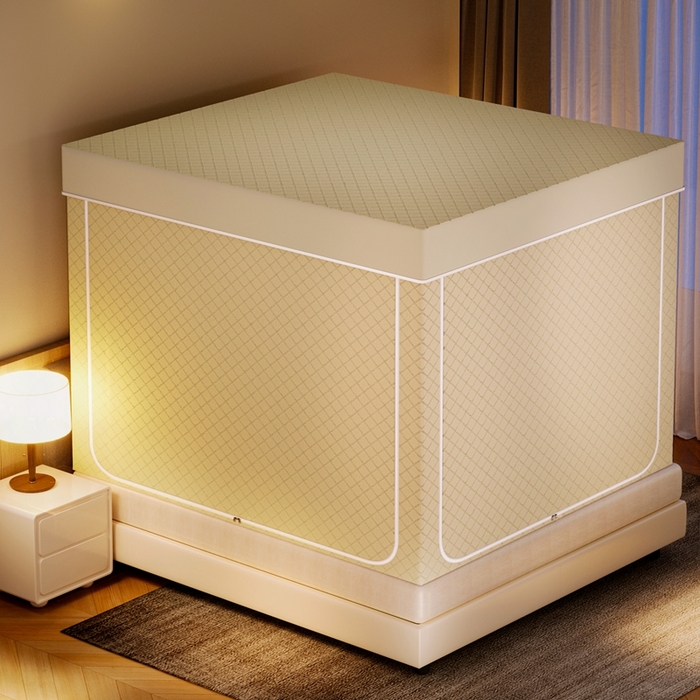 91家纺网 家纺一手货源 找家纺 兆星家纺 2025新款防蚊遮光保暖蚊帐 米色