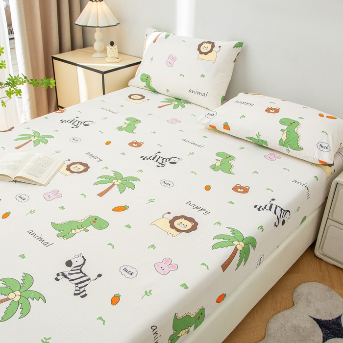 91家纺网 家纺一手货源 找家纺 首爱 2025新款五幅段床笠 动物乐园