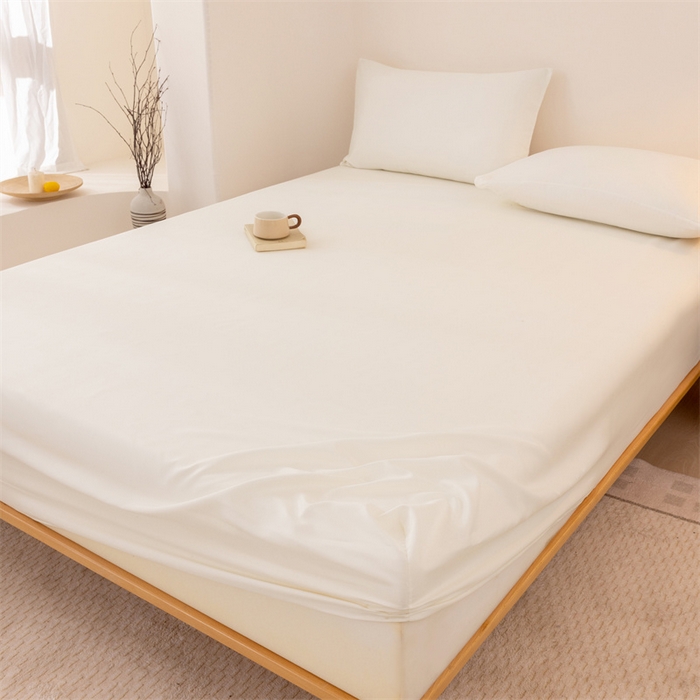 91家纺网 家纺一手货源 找家纺 优迈 2025新款水洗棉亲肤磨毛纯色单品系列单床笠单枕套三件套 纯白