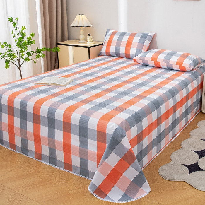 91家纺网 家纺一手货源 找家纺 金泰莱 2025新款五幅段床单 粉白格