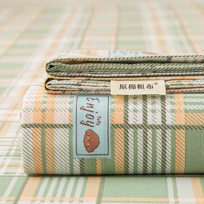 91家纺网 家纺一手货源 找家纺 棉乐町 2025新款五幅段床单 千鸟格