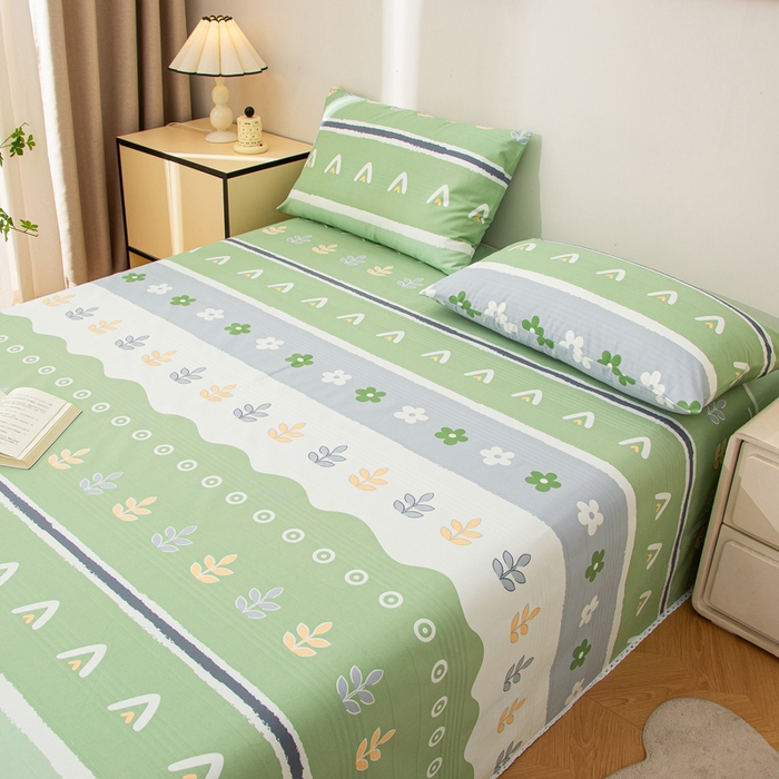 91家纺网 家纺一手货源 找家纺 棉乐町 2025新款五幅段床单 清新花开