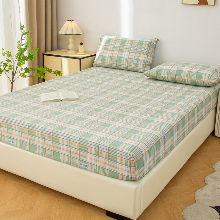 91家纺网 家纺一手货源 找家纺 棉乐町 2025新款五幅段床笠千鸟格