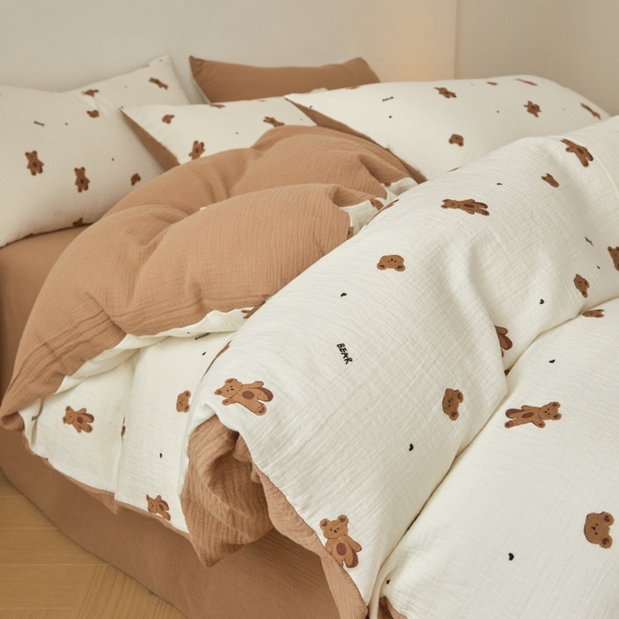 91家纺网 家纺一手货源 找家纺 （总）618家纺 2025新款A类母婴级全棉三层纱皱皱纱纯棉四件套