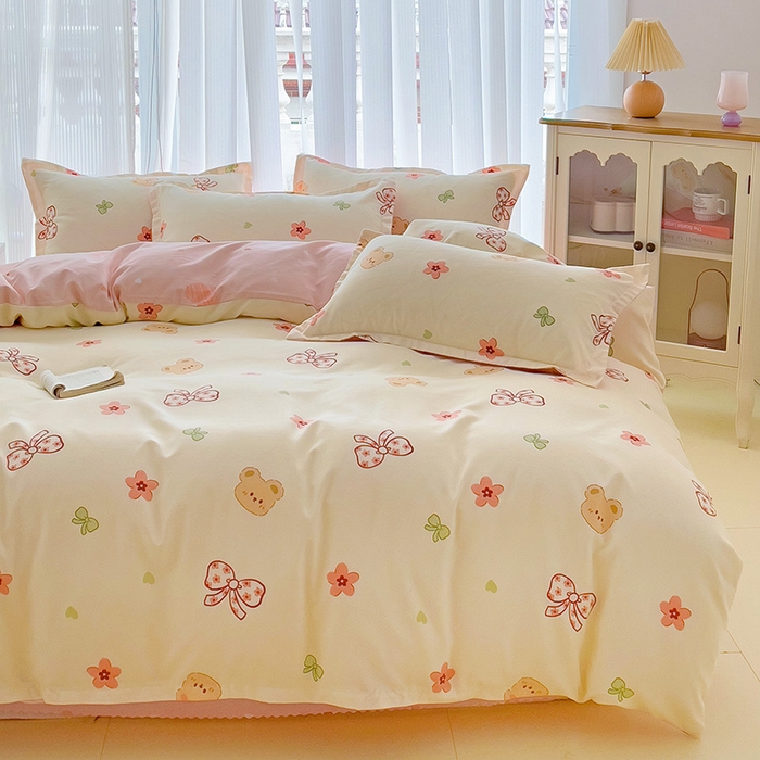 91家纺网 家纺一手货源 找家纺 梦卓家纺 2025新款小清新植物羊绒印花单被套 安迪熊