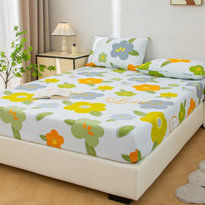 91家纺网 家纺一手货源 找家纺 金泰莱 2025新款五幅段床笠 春意盎然