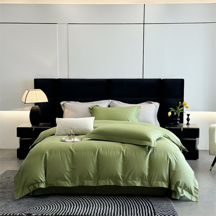朵希曼 2025新款纯色贡缎长绒棉系列四件套 墨绿