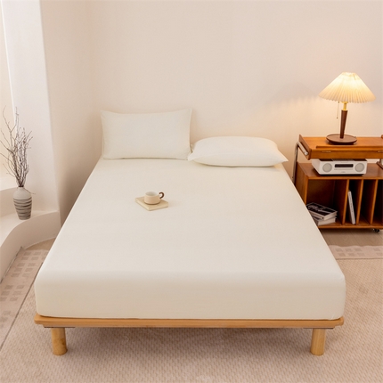 优迈 2025新款水洗棉亲肤磨毛纯色单品系列单床笠单枕套三件套 纯白
