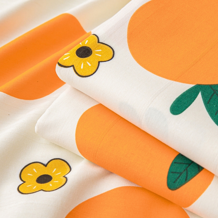 91家纺网 家纺一手货源 找家纺 棉乐町 2025新款五幅段床单 橘子红了