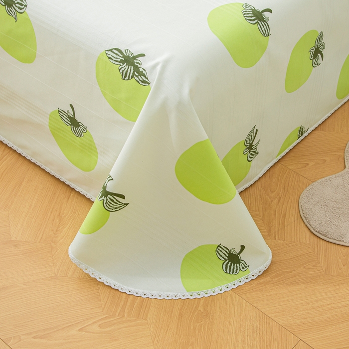 91家纺网 家纺一手货源 找家纺 首爱 2025新款五幅段床单 绿柿子