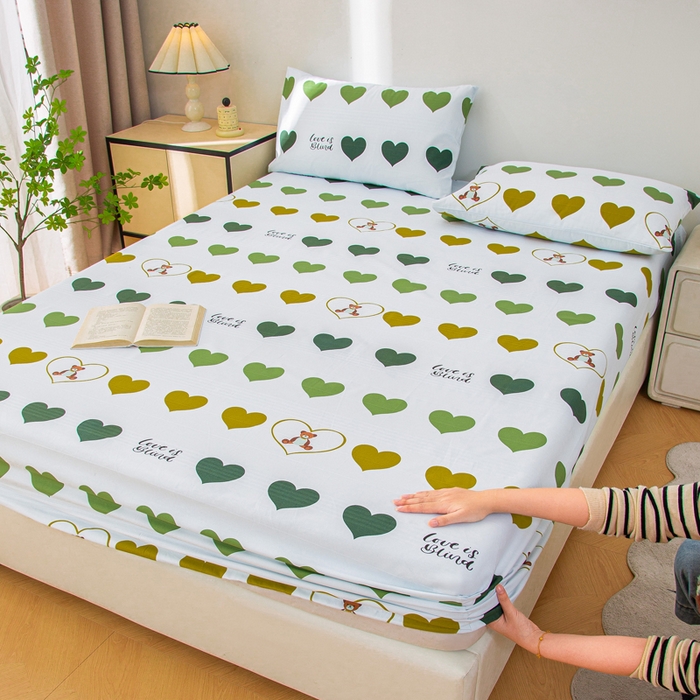 91家纺网 家纺一手货源 找家纺 首爱 2025新款五幅段床笠 心心熊