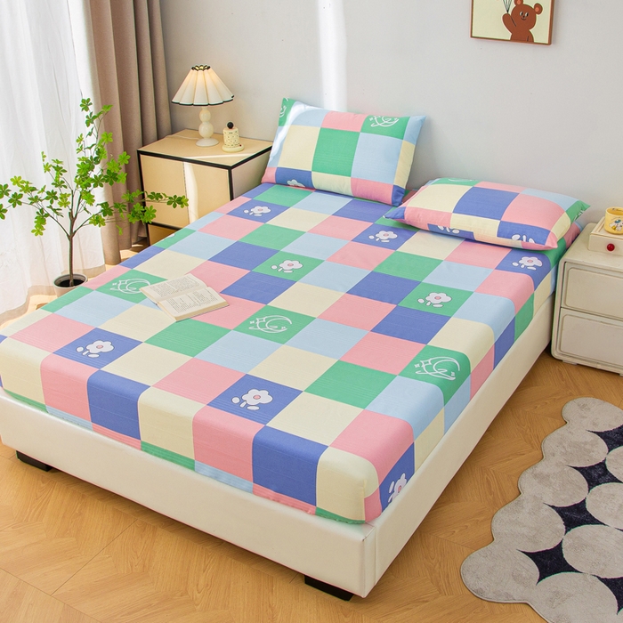 91家纺网 家纺一手货源 找家纺 首爱 2025新款五幅段床笠 彩格