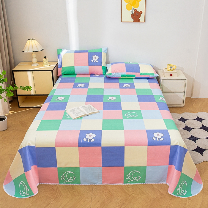 91家纺网 家纺一手货源 找家纺 棉乐町 2025新款五幅段床单 彩格