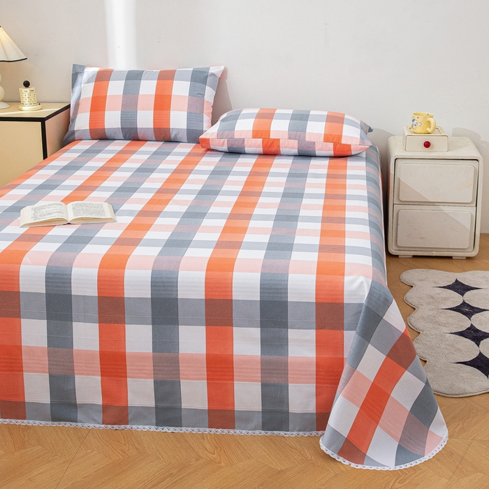 91家纺网 家纺一手货源 找家纺 首爱 2025新款五幅段床单 粉白格