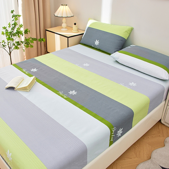 91家纺网 家纺一手货源 找家纺 首爱 2025新款五幅段床笠 枫叶绿条