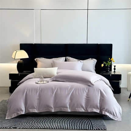 朵希曼 2025新款纯色贡缎长绒棉系列四件套 梦幻紫