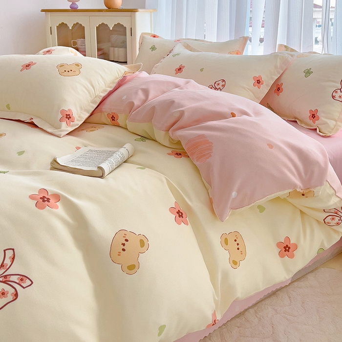 91家纺网 家纺一手货源 找家纺 梦卓家纺 2025新款小清新植物羊绒印花单被套 安迪熊