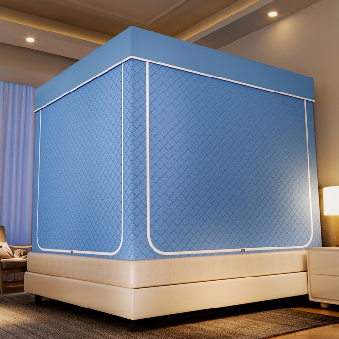 91家纺网 家纺一手货源 找家纺 兆星家纺 2025新款防蚊遮光保暖蚊帐 天蓝