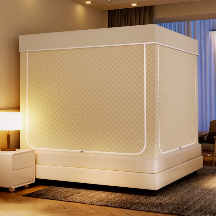 91家纺网 家纺一手货源 找家纺 兆星家纺 2025新款防蚊遮光保暖蚊帐 米色