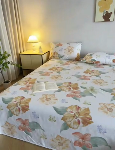 91家纺网 家纺一手货源 找家纺 金泰莱 2025新款五幅段床单 花郁悠然