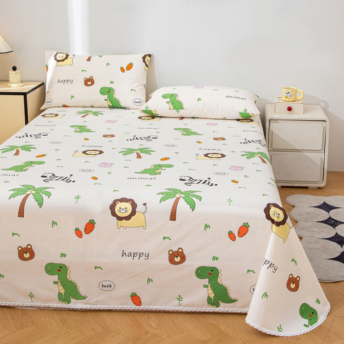 91家纺网 家纺一手货源 找家纺 棉乐町 2025新款五幅段床单 动物乐园