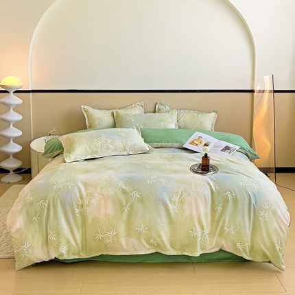 梦卓家纺 2025新款小清新植物羊绒印花单被套 森林密语