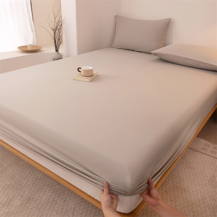 91家纺网 家纺一手货源 找家纺 优迈 2025新款水洗棉亲肤磨毛纯色单品系列单床笠单枕套三件套 卡其