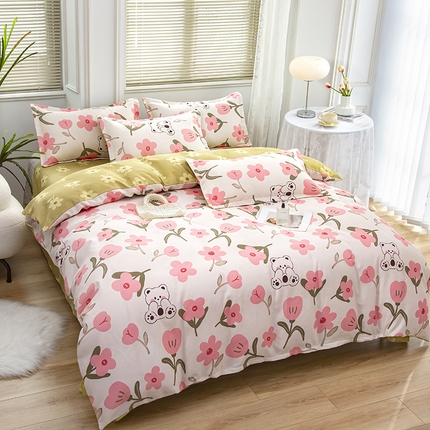 梦卓家纺 2025新款小清新植物羊绒印花单被套 锦上添花