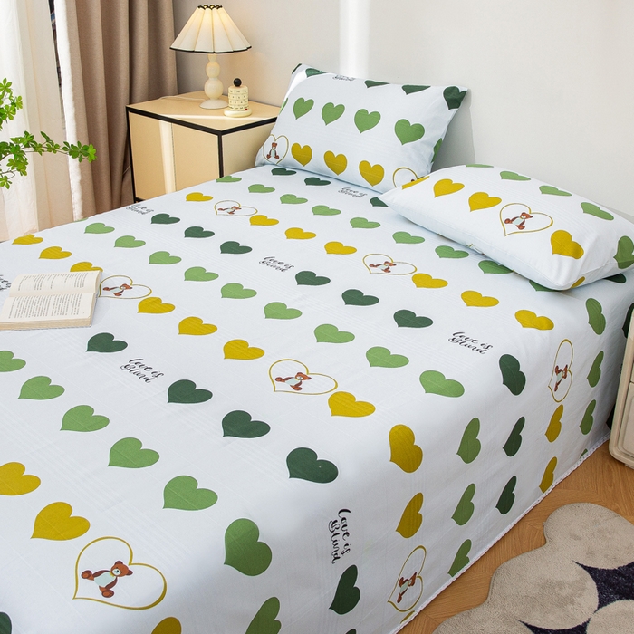 91家纺网 家纺一手货源 找家纺 首爱 2025新款五幅段床单 心心熊