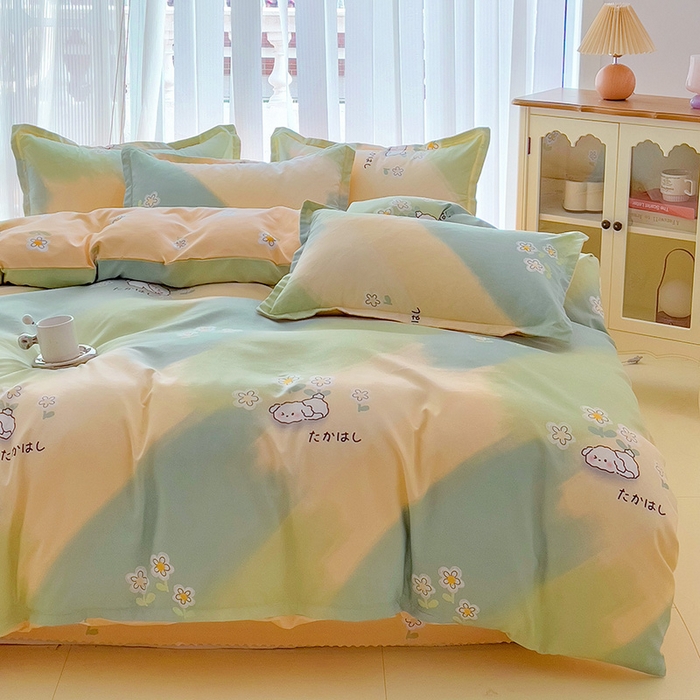 91家纺网 家纺一手货源 找家纺 梦卓家纺 2025新款小清新植物羊绒印花单被套 彩色琉璃