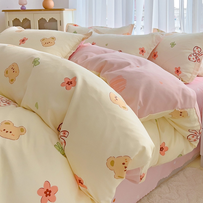 91家纺网 家纺一手货源 找家纺 梦卓家纺 2025新款小清新植物羊绒印花单被套 安迪熊