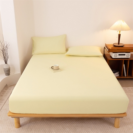 优迈 2025新款水洗棉亲肤磨毛纯色单品系列单床笠单枕套三件套 芝士