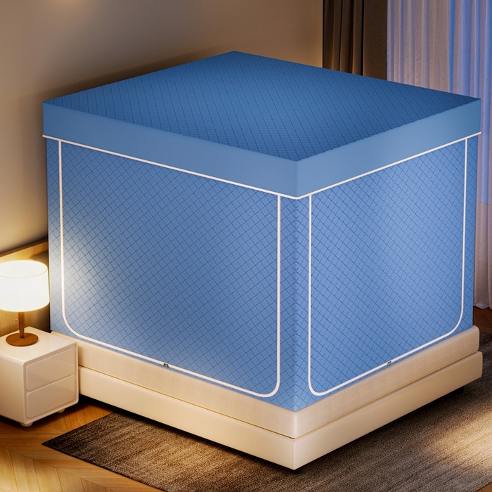 91家纺网 家纺一手货源 找家纺 兆星家纺 2025新款防蚊遮光保暖蚊帐 天蓝